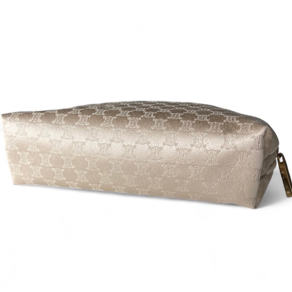 Celine Beige with Gold Monogram Canvas Cosmetic Bag Makeup - Picture 4 of 8